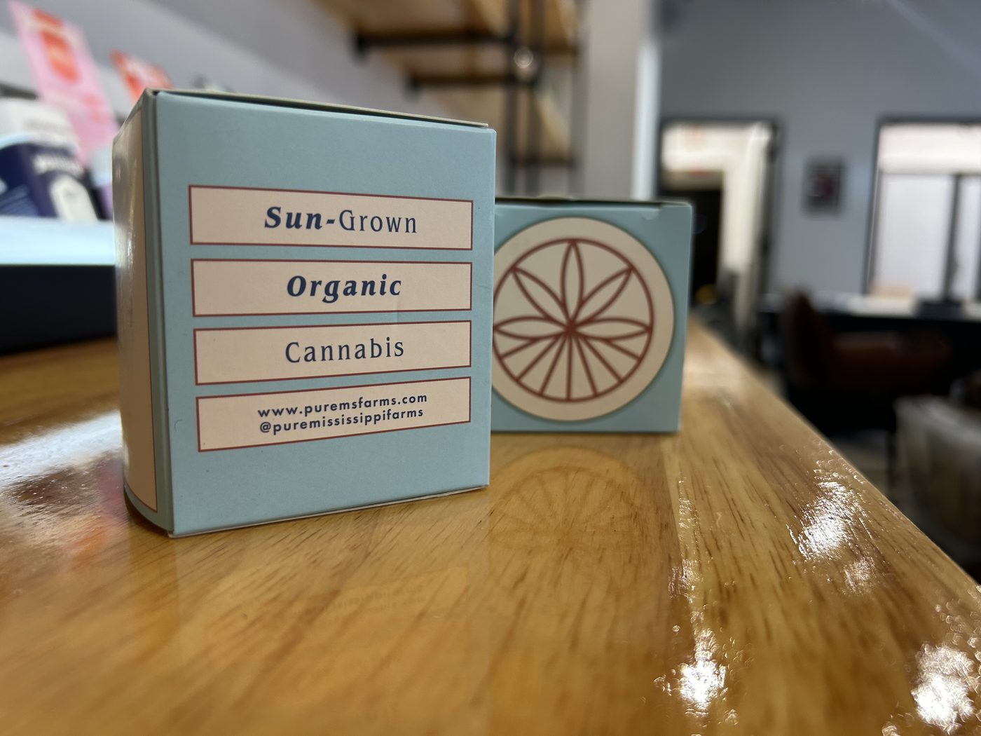 Pure Mississippi Farms sun-grown organic cannabis flower packaging